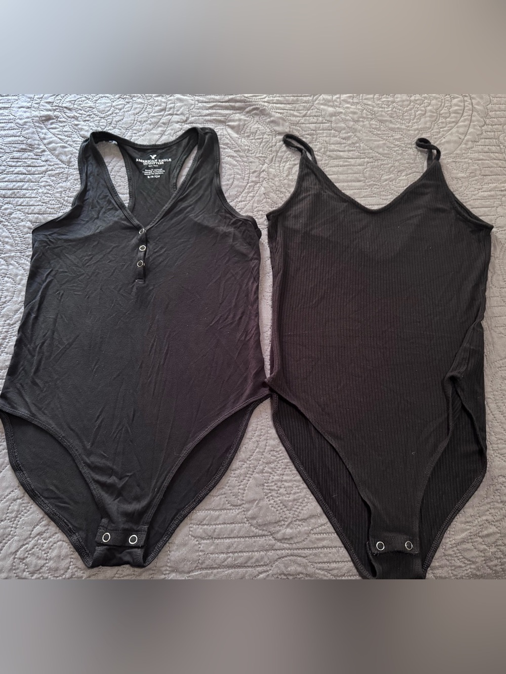 American Eagle Outfitters Black Ribbed & Scoop Neck Bodysuit Duo - Women